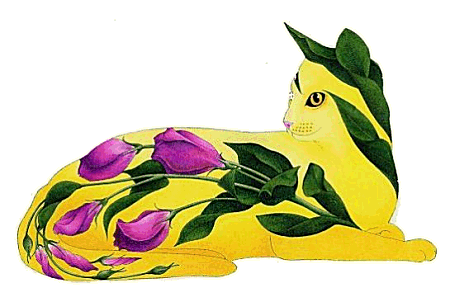 Flower and Cat Drawing for  Brooks & Bentley Copyright© 2004 Fairies World