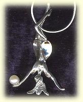 Fairy Heart holding White Pearl-Silver Chain