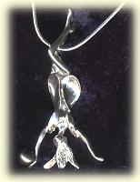 Fairy Heart holding Black Pearl-Silver Chain