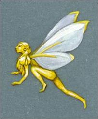 Solid 18 ct gold and pearl fairy brooch, working drawing