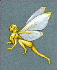Solid 18 ct gold and pearl fairy brooch, working drawing