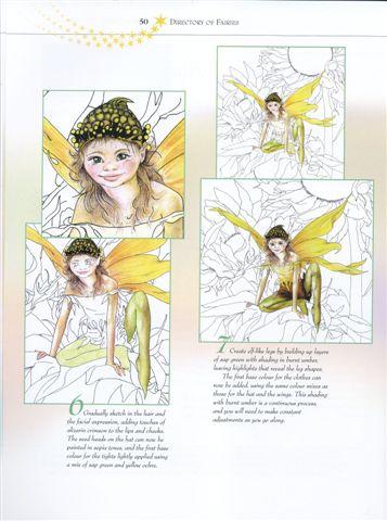 How to draw a sunflower fairy from the book Watercolor Fairies Copyright© 2004 Fairies World®  Reproduction of these images in any form is strictly prohibited.