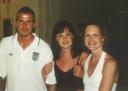 David Beckham with Michell and Myrea Pettit